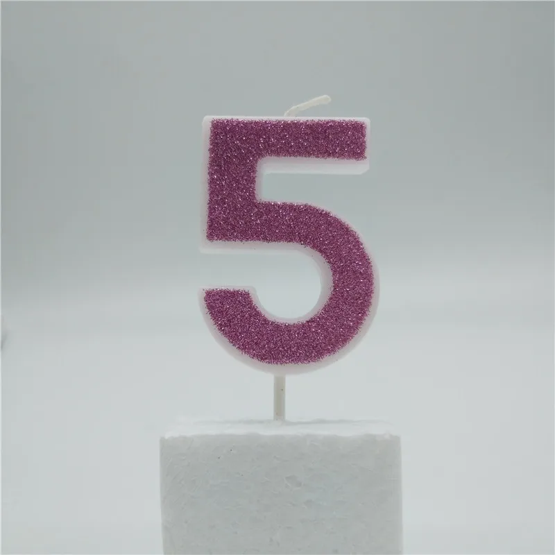 pink 5 Топпер для торта «С Днем Рождения» Сияющий синий номер свечи для торта для детей Девочка Мальчики бар детский душ Свадебные принадлежности украшения - Цвет: pink 5