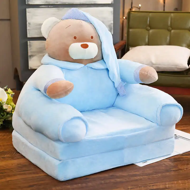 blue bear Ленивый Kawaii диван детский диван татами мультфильм складной диван плюшевая игрушка креативная спинка детский подарок на день рождения хорошее качество - Цвет: blue bear
