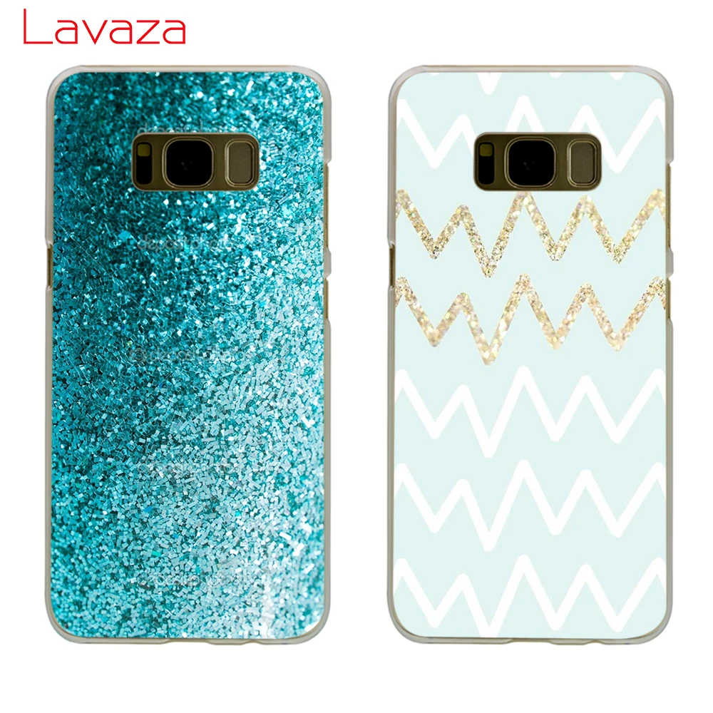 Жесткий чехол для телефона Lavaza серебристый зеленый в полоску с блестками Samsung Galaxy