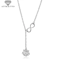 attractto trendy gold lotus flower necklacespendants for women chain long necklace charm jewelry diy necklace female sne190009