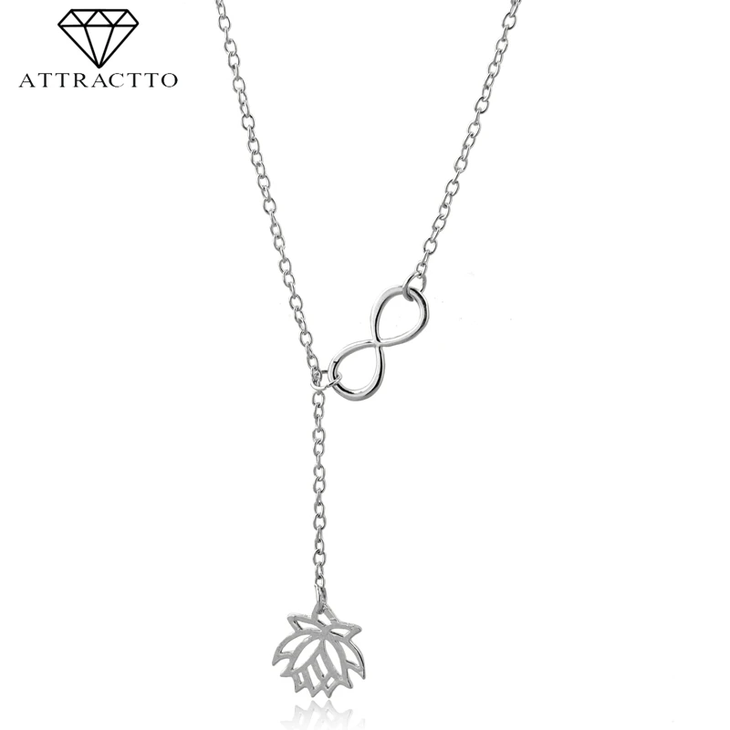 ATTRACTTO трендовые ожерелья и кулоны в виде цветов золотой лотос для женщин длинное