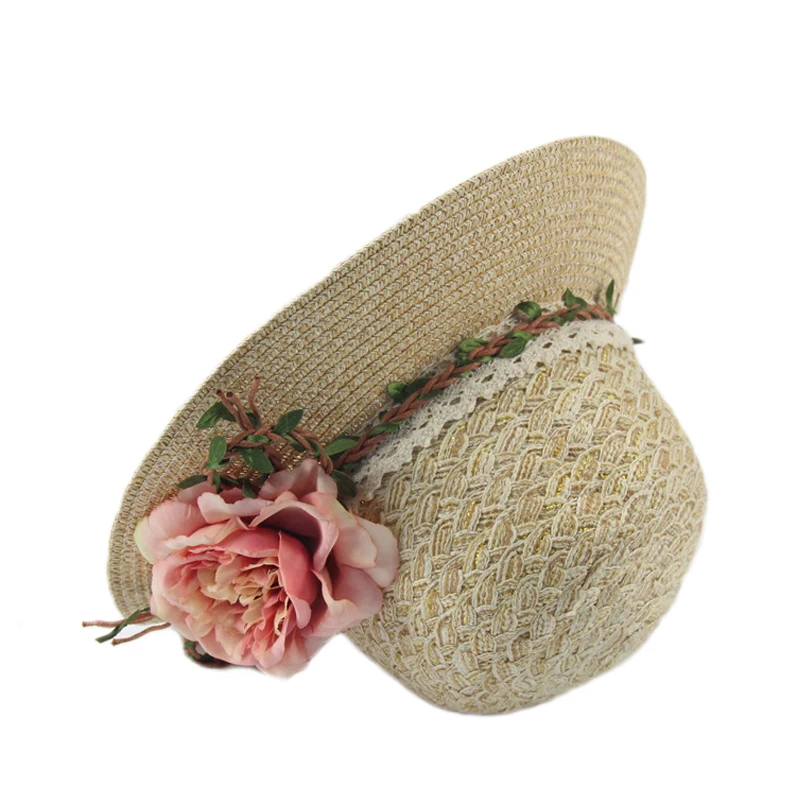 

Summer Tea Party Hats Women Floppy Foldable Cap Big Flowers Beach Straw Sun Hat Female Wide Brim Sunhat Flat Cap Chapeau YY17133
