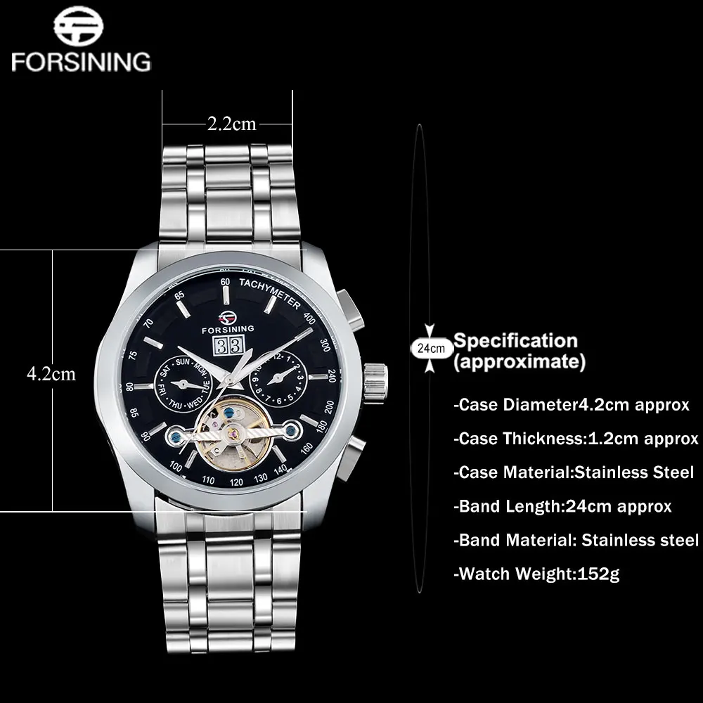 FORSINING 2017 Роскошные Брендовые Часы для мужчин из нержавеющей стали механические