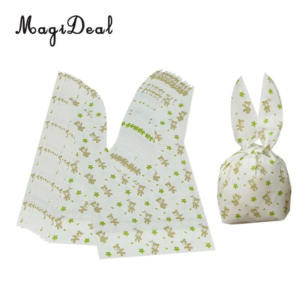 MagiDeal 50 шт./лот Kawaii Кролик уши хлебобулочные печенья угощения сумки упаковочный пакет для печенья самоклеющиеся вечерние подарочные сумки - Цвет: Bear L