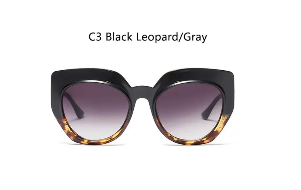 C3 black leopard Летние прозрачные женские очки Новое поступление трендовые большие леопардовые очки модные брендовые Роскошные Оттенки для женщин - Цвет линз: C3 black leopard