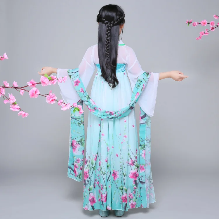 Китайский традиционный ханьфу платья девочки дети Древний китайский hanfu шифоновые платья костюм femal tang одежда