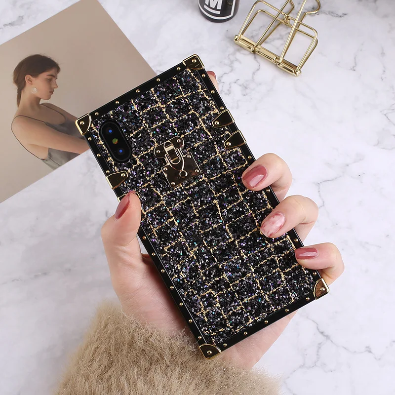 Чехол для iPhone 11 Pro Max роскошный квадратный блестящий порошок блестящие девичьи