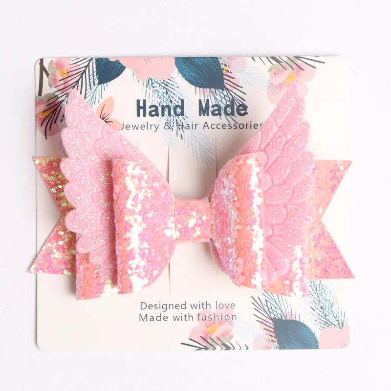 Крылья Ангела Заколки для волос Модный Блестящий бант сверкающие маленьких