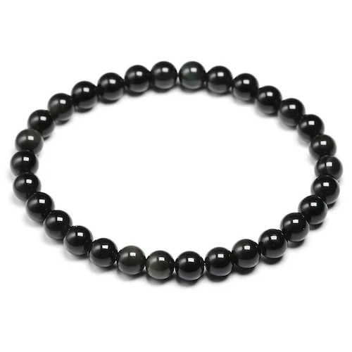 Beads 6mm Натуральный красочный браслет из обсидиана, ювелирные изделия из камня, бусины, Круглый браслет, энергетический браслет для мужчин и женщин, подарок на день Святого Валентина, дизайн - Цвет камня: Beads 6mm
