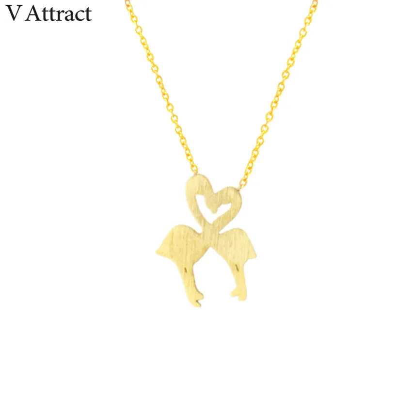V привлечь розового золота сердце любовь птица Цепочки и ожерелья Свадебные