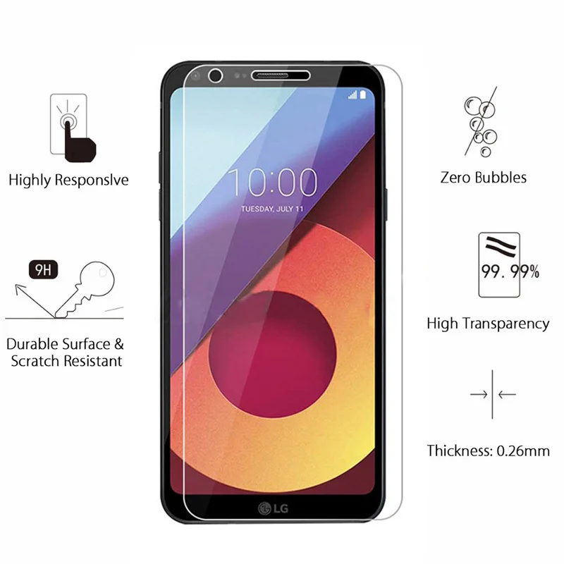 Закаленное стекло 9H для LG Q6 2 шт. тонкая Взрывозащищенная защитная пленка + Plus LGQ6
