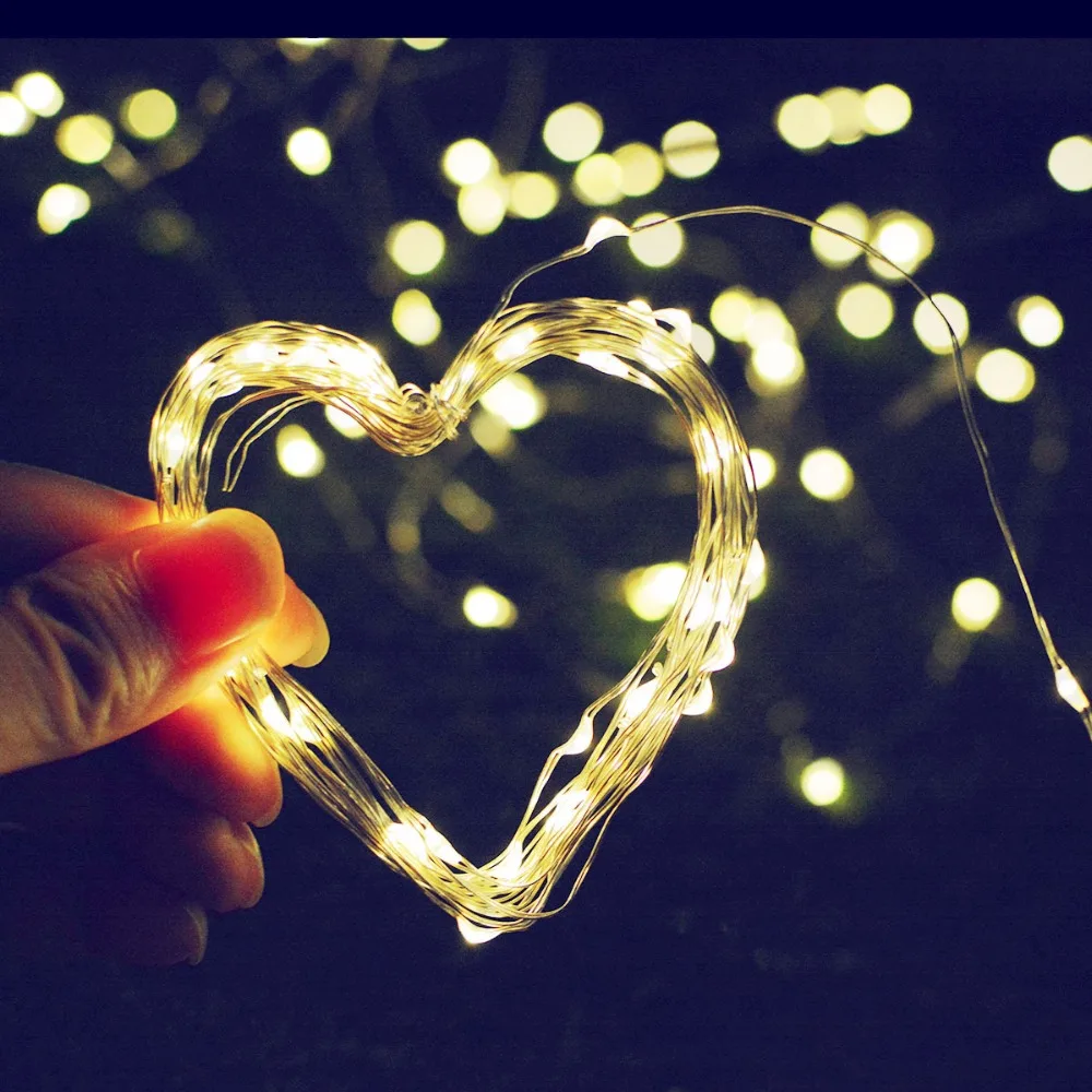 Медные Проводные новогодние огни открытый светодиодный гирлянда окно