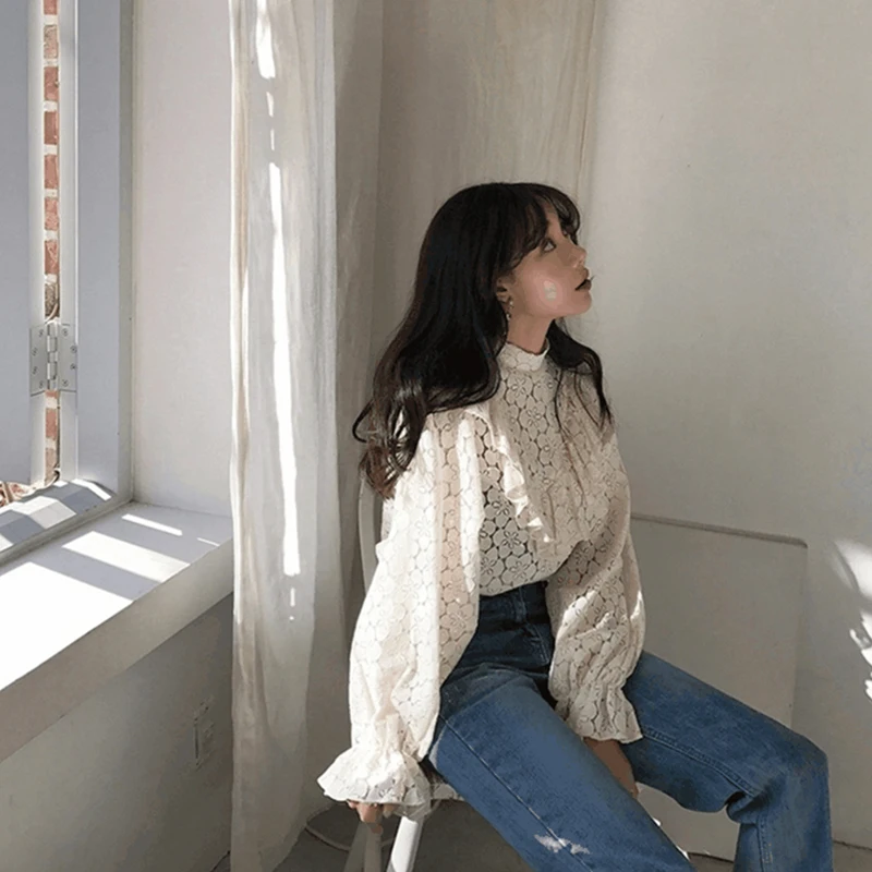 Модная бежевая женская блузка RUGOD с вырезами новые женские рубашки оборками и