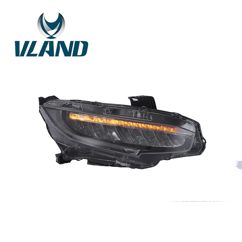 VLAND для Honda Civic полный светодиодный фар 2014 2015 2016 2017 с последовательным индикатор +
