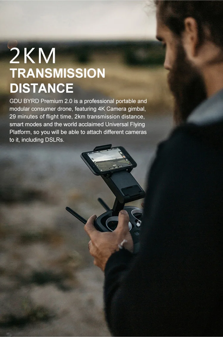 GDU Byrd Премиум 2,0 Дрон Профессиональный 4K FPV Квадрокоптер 3axis-дрон с камерой hd