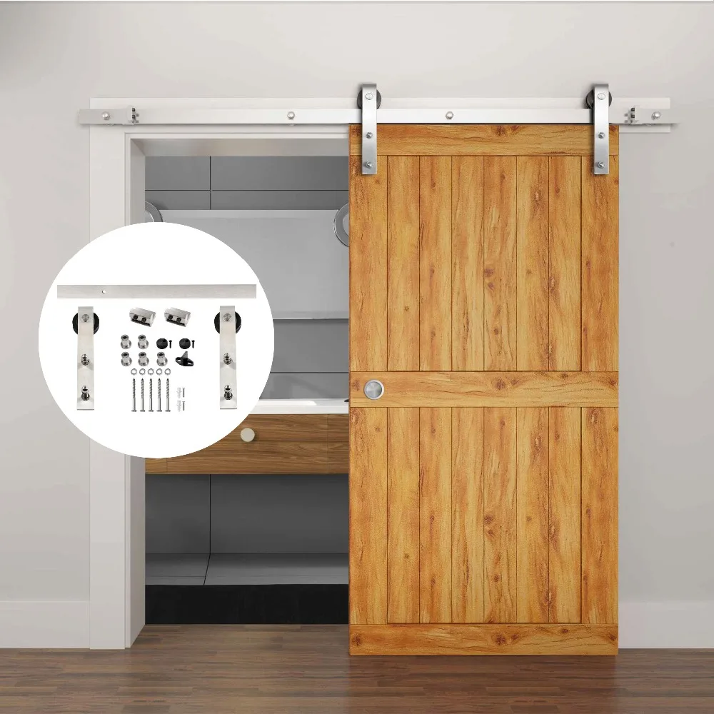 

4.9FT/6FT/6.6FT stainless steel wood interior sliding barn door hardware