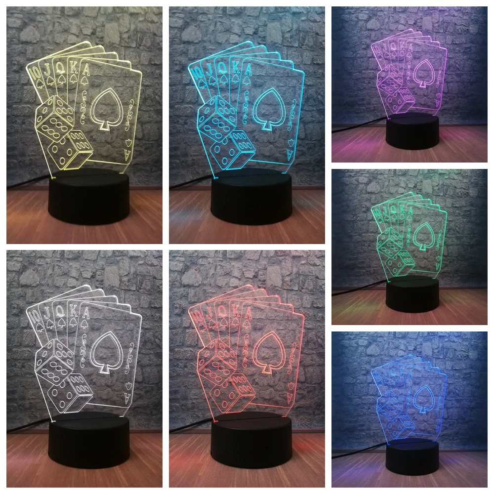 Креативный 3D светодиодный USB светильник волшебник украшение Техасский HOLD EM Dice Poker
