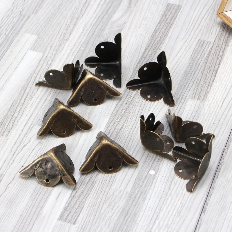 10 шт. антикварные угловые кронштейны бронзовые украшения Подарочная коробка для