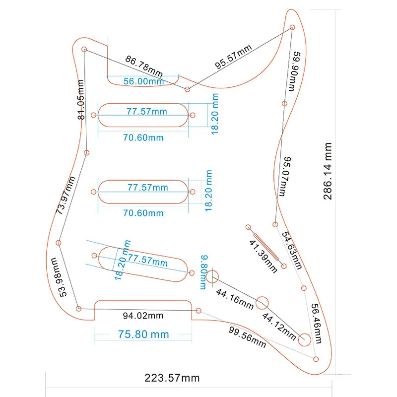 Детали для гитары Pleroo Strat Guitar Pickguard с 11 винтами крыла 62 'Strat Standard SSS ST пластина