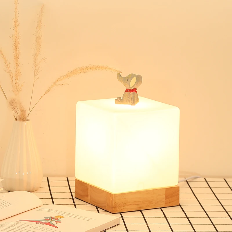 Деревянная светодиодная декоративная маленькая Настольная лампа E27 настольные