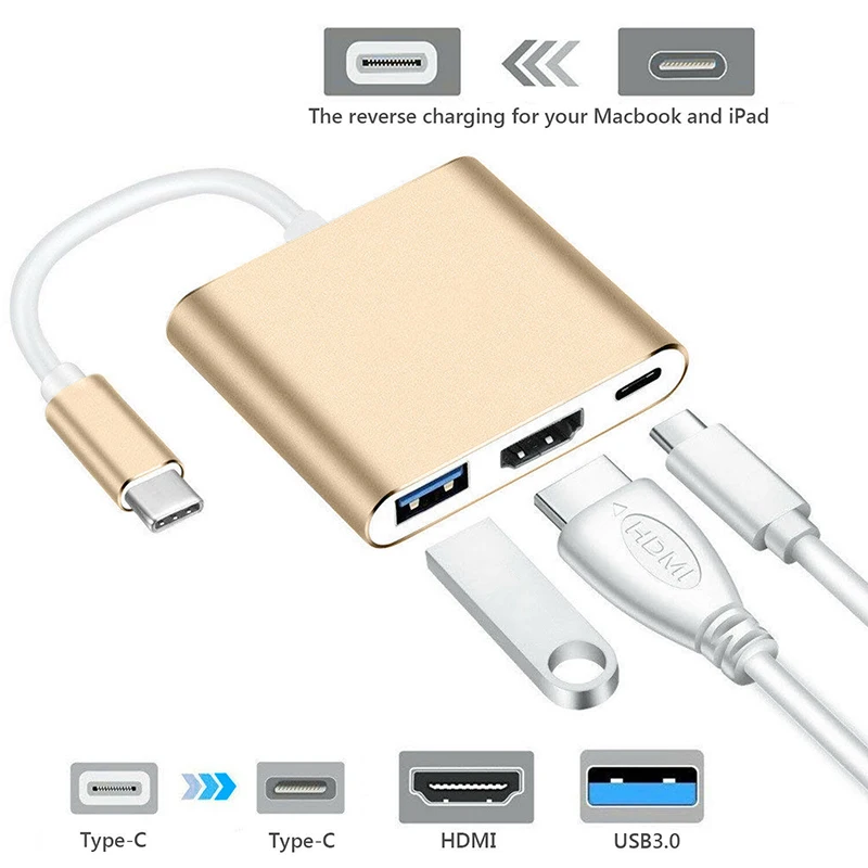 Новинка 2019 type C к USB 4K HDMI 3 0 в 1 концентратор адаптер для Apple Macbook Android мобильный