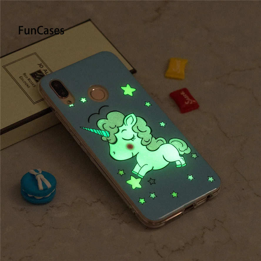 P20lite светящийся чехол на СПС Coque huawei P20 Lite Сова единорог мультфильм корпус