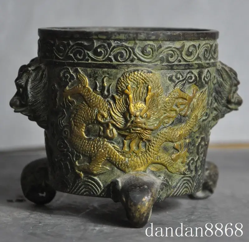 christmas old ymying bronze gilt dragon beast statue incense burner Censer pot jar Tanks halloween | Дом и сад