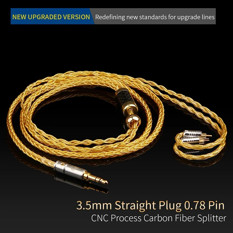 3.5mm-2 Pin(0.78) Qyfang 1,2 m 8 ядро из чистого золота покрытием наушники Обновление кабель провода 3,5/4,4 мм разъем MMCX/0,78 булавки аудио разъем для SE846 W4R UM3X - Цвет: 3.5mm-2 Pin(0.78)
