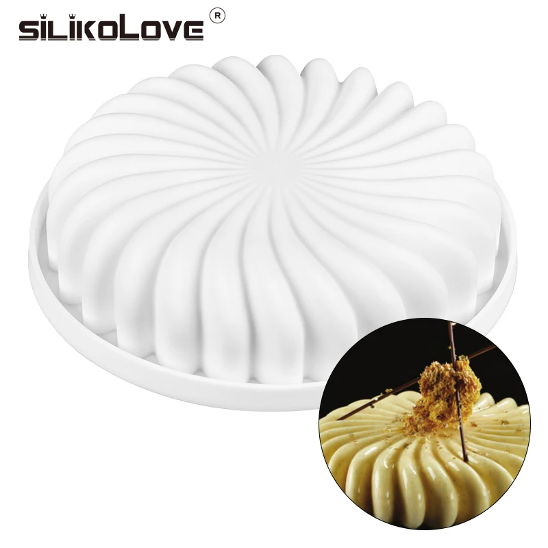 SILIKOLOVE круглая силиконовая форма для тортов, спиральные формы для выпечки, пищевой силиконовый мусс, десертные формы, большая форма для торта