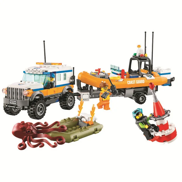 Новая городская серия Coast Guard 4 × блок отклика стартер совместим с 60165 0206 lepinblocks