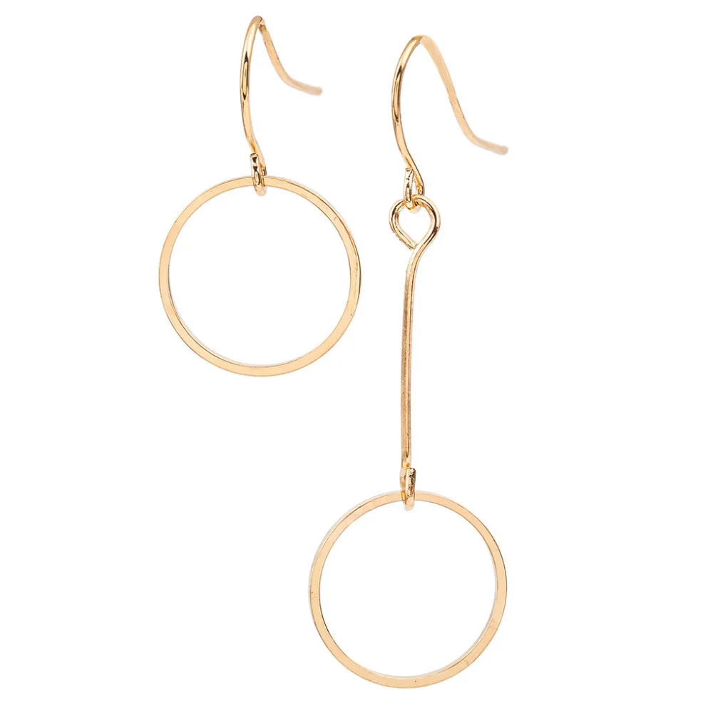 Асимметрия Висячие серьги для женщин круглые стекла треугольник себе золотистые