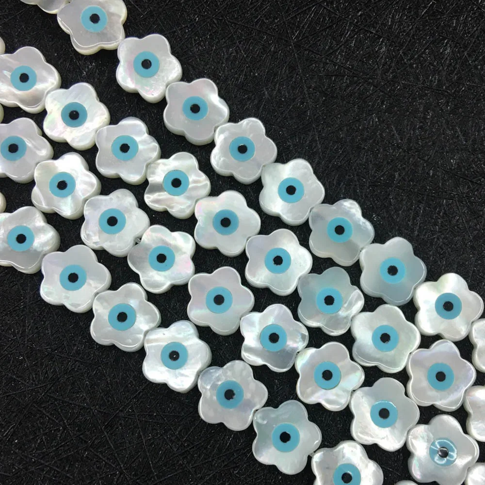 Новый синий сглаза Швабра белый корпус в форме цветка сливы Свободные бусины DIY