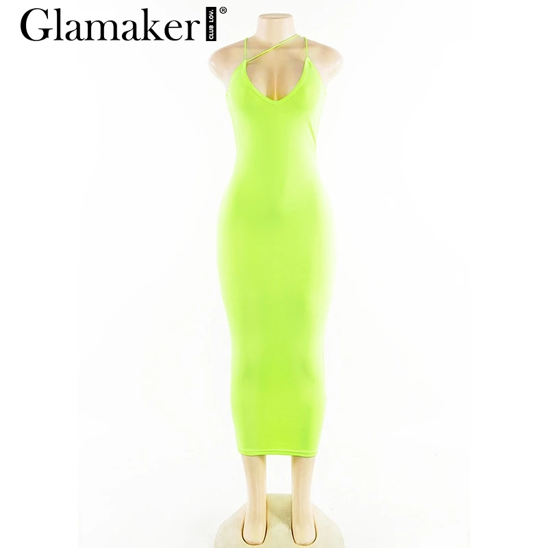 Glamaker длинное платье с глубоким v-образным вырезом и флуорессом женское облегающее винтажное макси черное платье летняя одежда без рукавов Клубная элегантная пикантная одежда