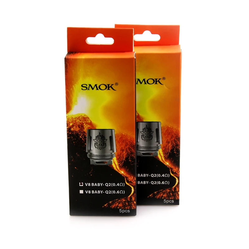 100% SMOK V8 маленьких Q2 двухъядерный 0.4ohm/0.6ohm Baby сменная катушка для 3 мл TFV8 большой