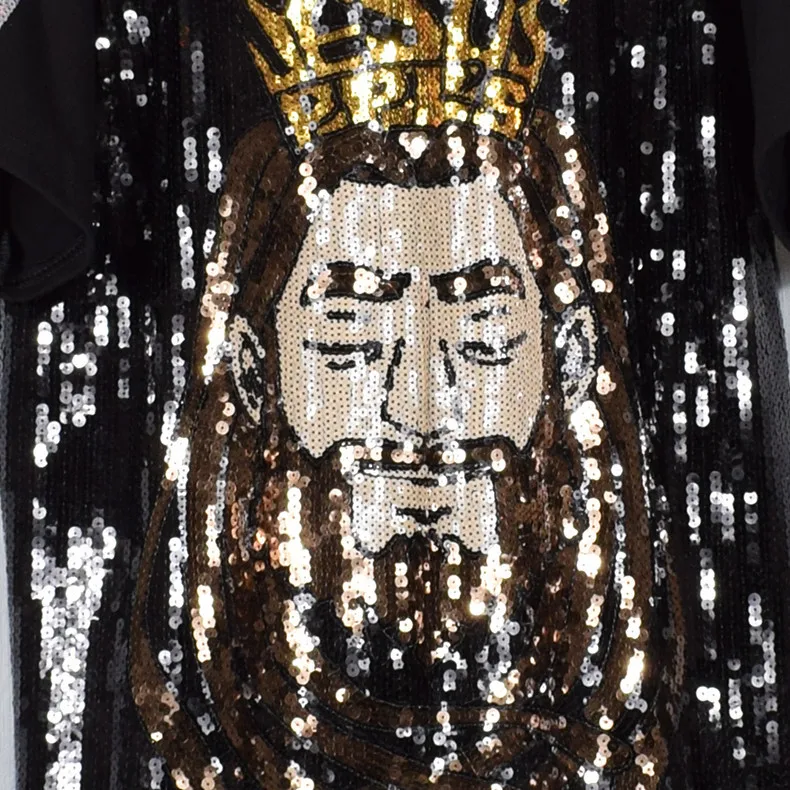 2019 на весну в стиле хип хоп Стиль Bling из мультфильма Футболка с пайетками и