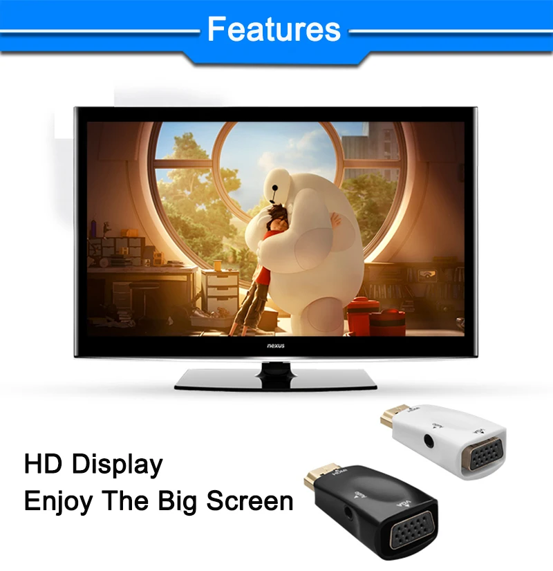 Ergincy адаптер hdmi-vga конвертер кабель с аудиокабелем Мужской к женскому HDMI адаптер HD 3D 1080 P для HDTV портативных ПК PS3 PS4
