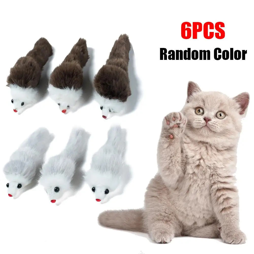 6 шт. маленькая мышь игрушка для домашних животных кошек реалистичный звук вокал