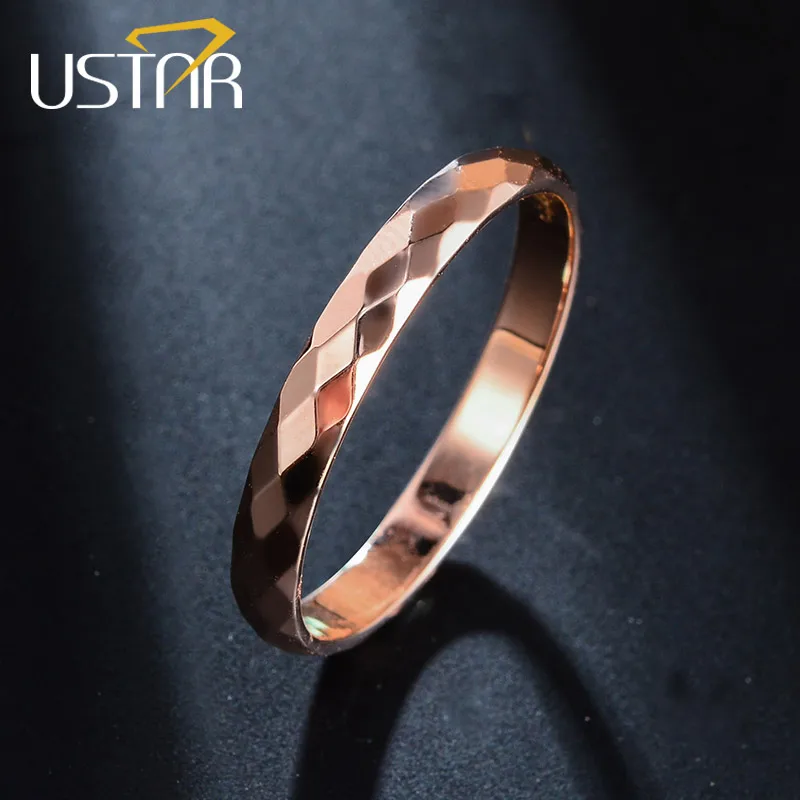 Мужские и женские кольца USTAR геометрические в форме ромба цвет розового золота