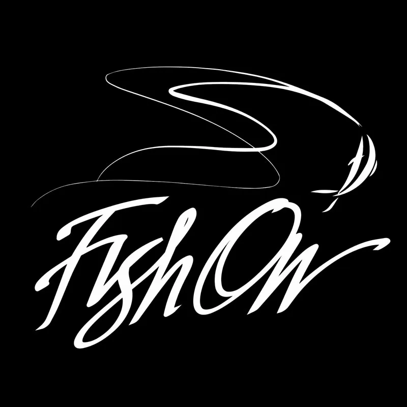 

15*11.8CM FISH ON FLY Fishing Car Styling Stickers Fashion Words Car Body Personalized Accessories Black/Silver C9-0196