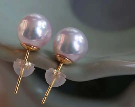AAA10 11mm круглые серьги гвоздики из белого жемчуга в Южно морском стиле 18/желтое