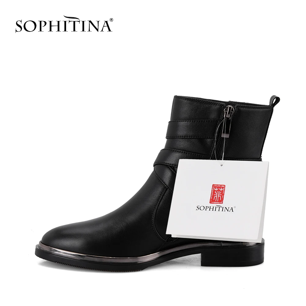 Весенние женские ботинки челси SOPHITINA ручной работы из натуральной кожи с круглым
