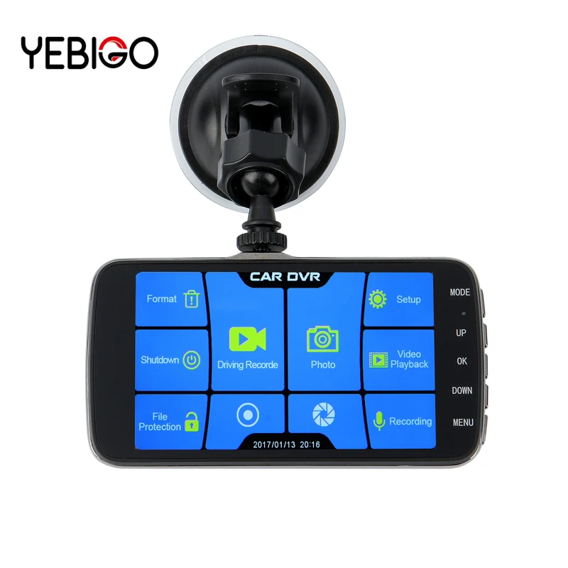 Автомобильный видеорегистратор YEBIGO с двумя объективами 4 0 дюйма HD 1080P