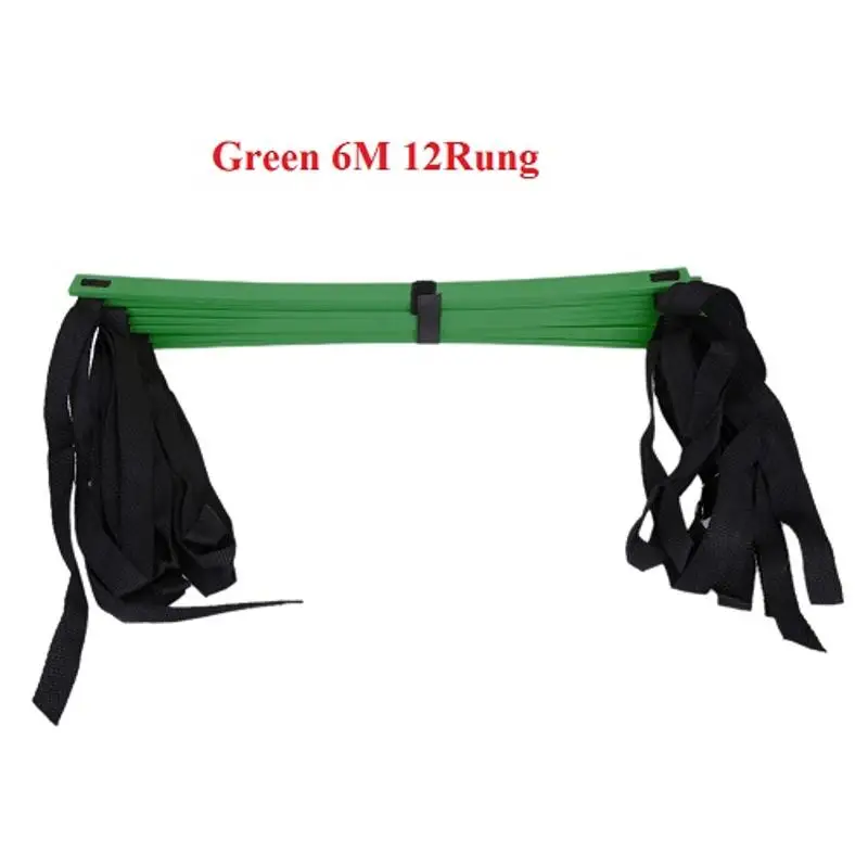 Green 6M 12Rung 6/7/8/12/14 стойки с нейлоновыми ремешками Координационная лестница обучение Лестницы футбол Футбол Скорость спортивные конструктор лестница спортивный инвентарь - Цвет: Green 6M 12Rung