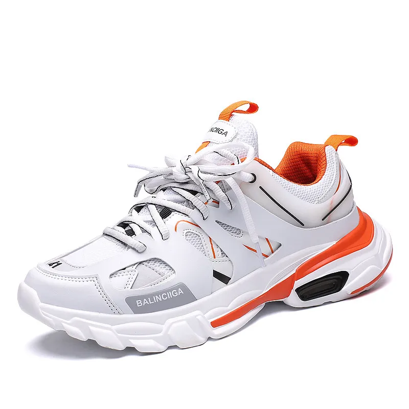 white orange 1908-87 Летняя обувь; мужские кроссовки; Новинка; Balenciaca; три поколения; Мужская Уличная дышащая обувь; zapatillas hombre Scarpe Uomo - Цвет: white orange 1908-87