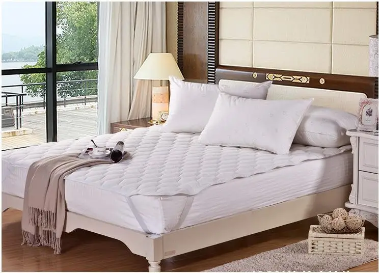 (50)one piece white quilted mattress Pad with filling single double queen king cover also fitted sheet | Дом и сад