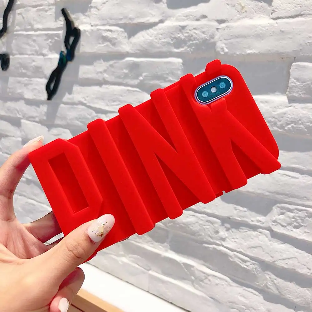 3D розового цвета с буквенным принтом с рисунком кота из мультфильма мягкий силиконовый резиновый чехол для телефона Apple iPhone 8 7 Plus 6 6S Plus X Plus Чехлы для задней панели мобильного телефона чехол для телефона Capa