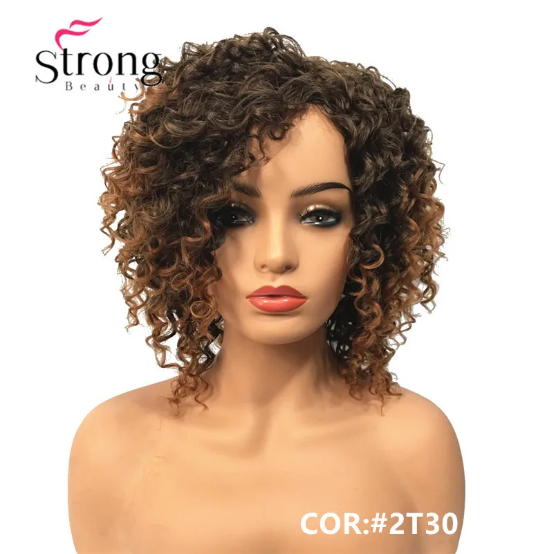 StrongBeauty короткие коричневые основные Омбре кудрявые афро Высокая Тепло ОК полный синтетический парик парики