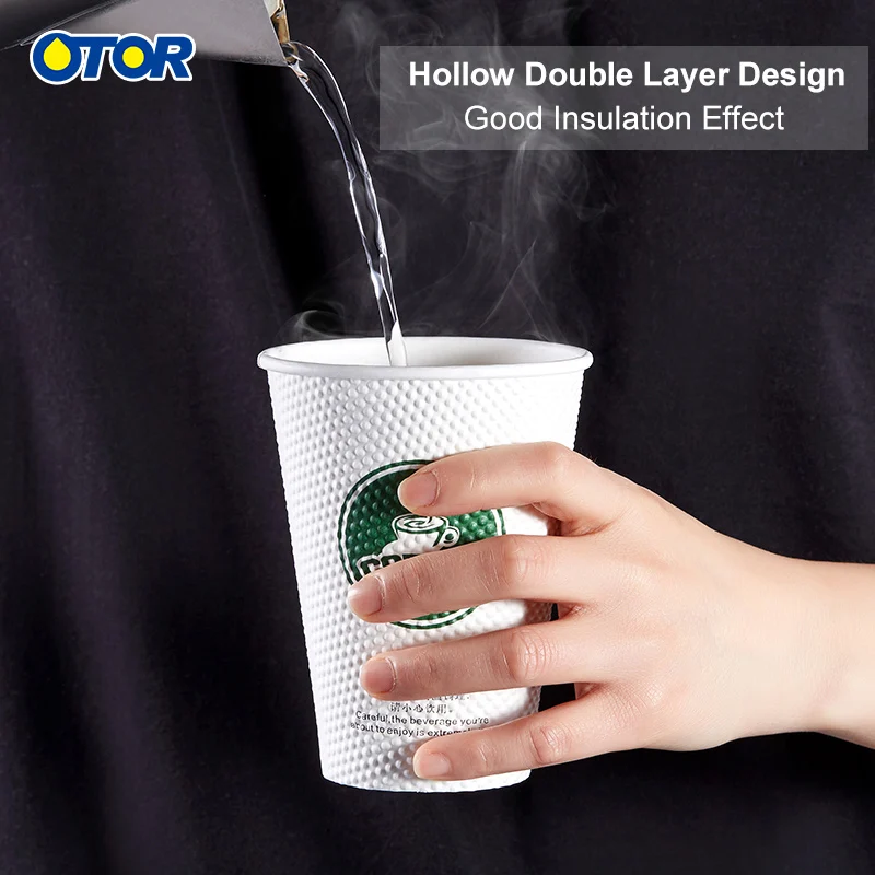 OTOR 25pcs 8oz 12oz Disposable Thickened Paper for Milk Tea Coffee Cups Safe and Odorless Double Wall Cup | Дом и сад
