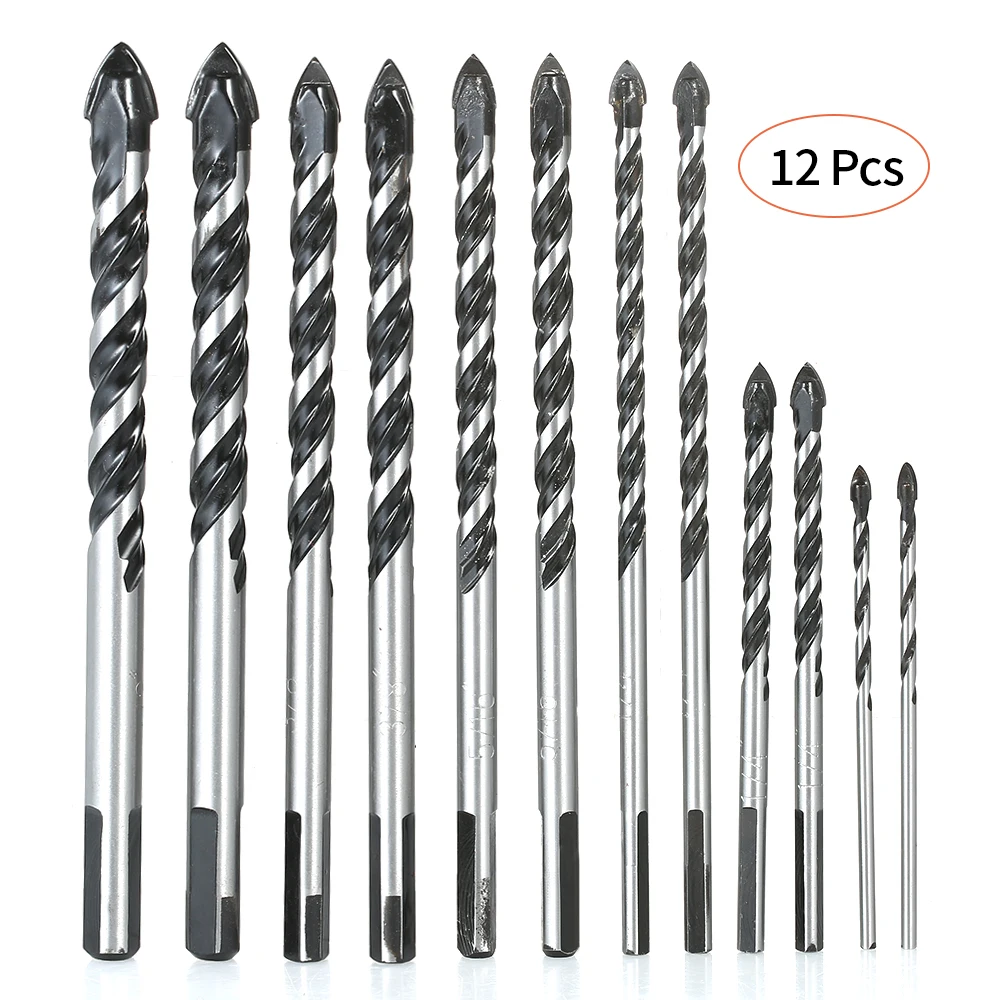 12pcs 10 шт./компл. треугольный хвостовик Керамика плитка сверла Стекло Буровой инструмент многоцелевого треугольный сверла Расширитель отверстий - Цвет: 12pcs