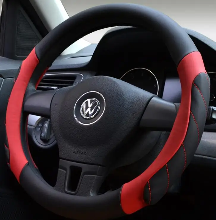 Black Red line Крышка рулевого колеса автомобиля крышка рулевого колеса использовать спортивный автомобиль Авто Руль диаметр 38 см - Название цвета: Black Red line
